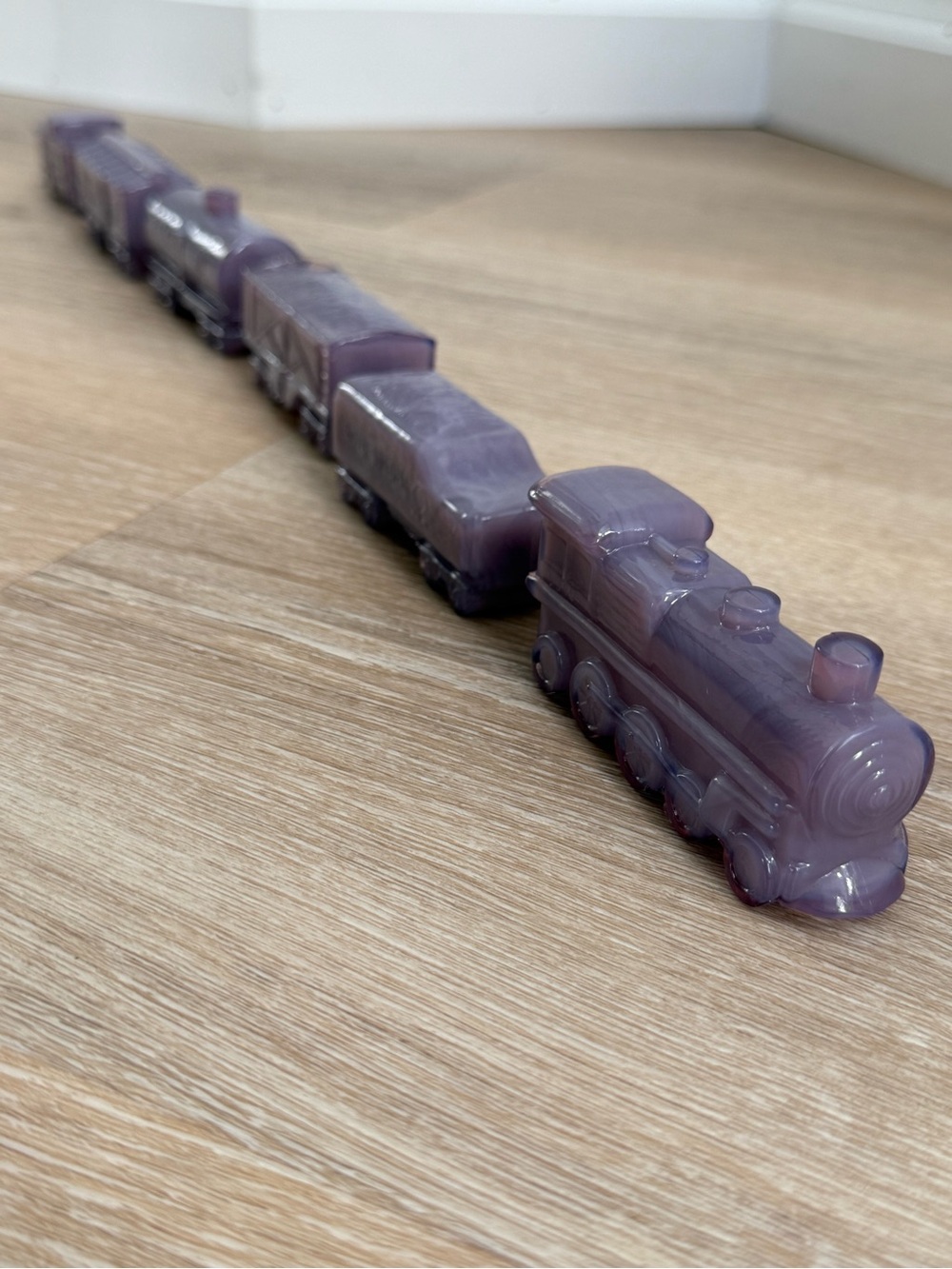 Boyd Special Extremely Rare Vintage Purple Carnival Glass Train 6-Piece Set